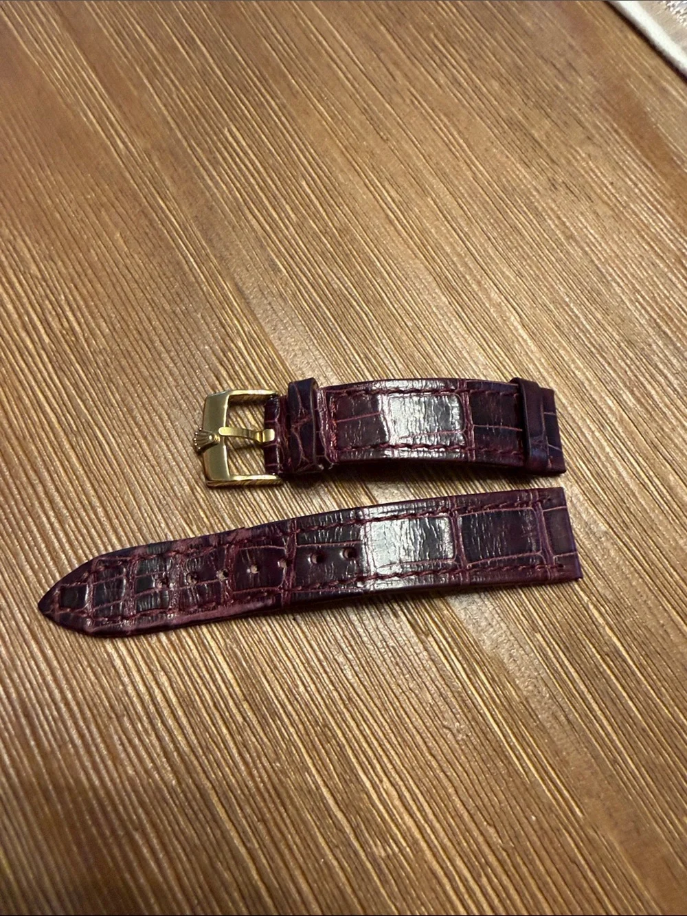 Rolex Burgundy Crocodile Leather Watch Strap with Gold Buckle
